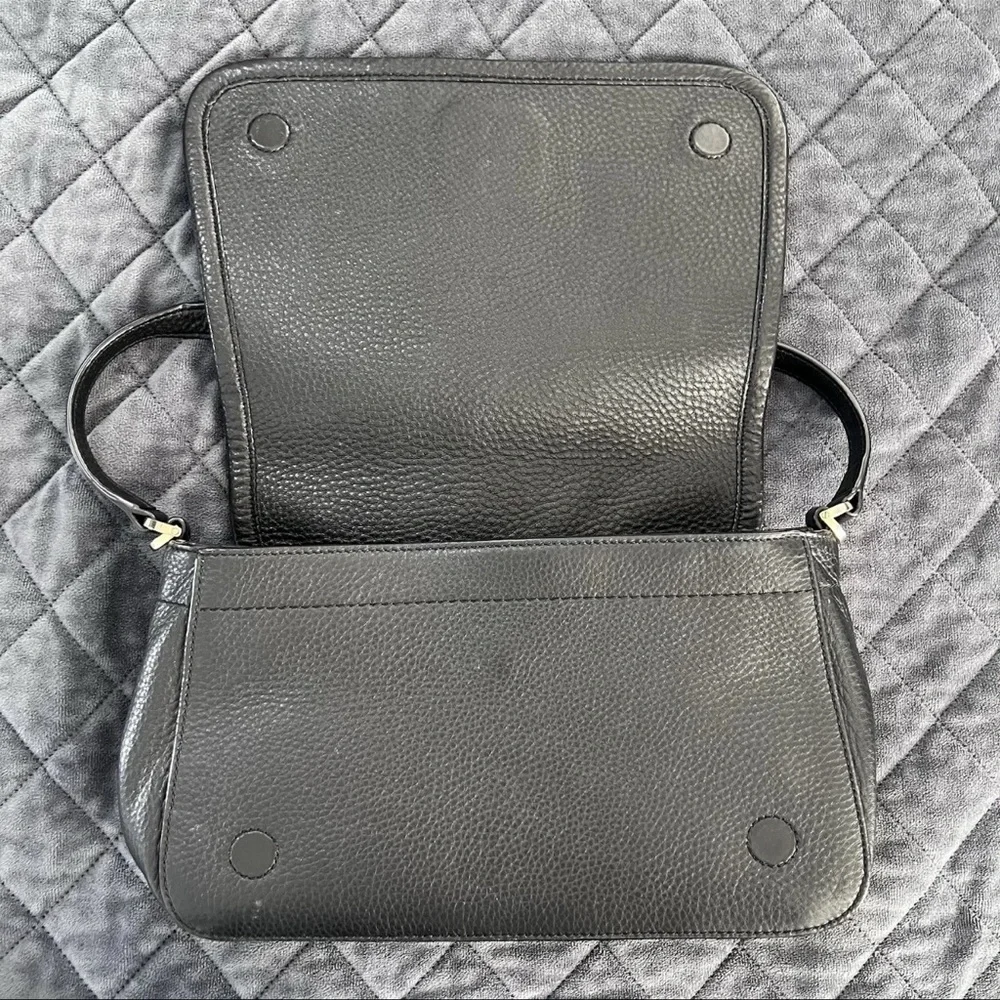 Tory Burch Britten Shoulder Bag Purse Black Leather Flap